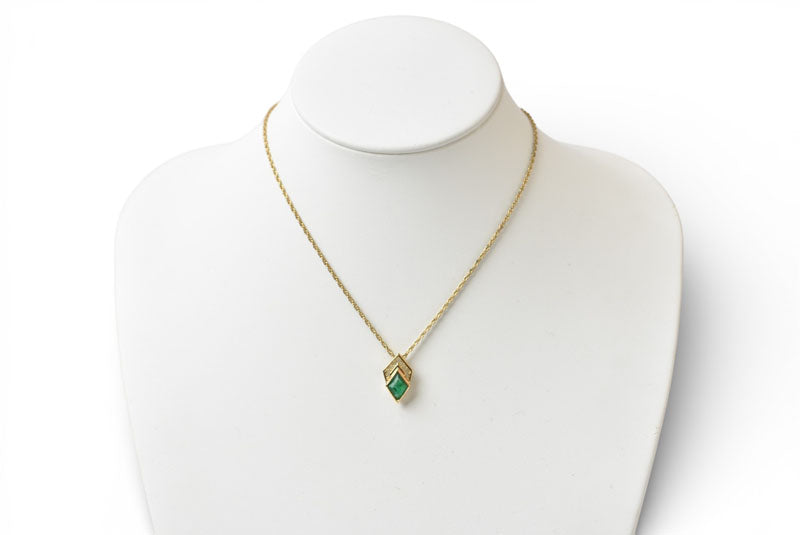 クリスチャンディオール ネックレス ヴィンテージ Christian Dior カラーストーン/ラインストーン グリーン/ゴールド【中古】