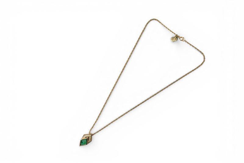 クリスチャンディオール ネックレス ヴィンテージ Christian Dior カラーストーン/ラインストーン グリーン/ゴールド【中古】