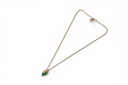 クリスチャンディオール ネックレス ヴィンテージ Christian Dior カラーストーン/ラインストーン グリーン/ゴールド【中古】