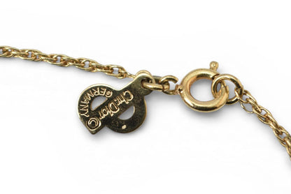 クリスチャンディオール ネックレス ヴィンテージ Christian Dior カラーストーン/ラインストーン グリーン/ゴールド【中古】