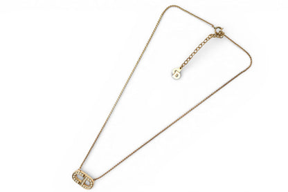 クリスチャンディオール ネックレス ヴィンテージ Christian Dior CDロゴ/ラインストーン ゴールド【中古】
