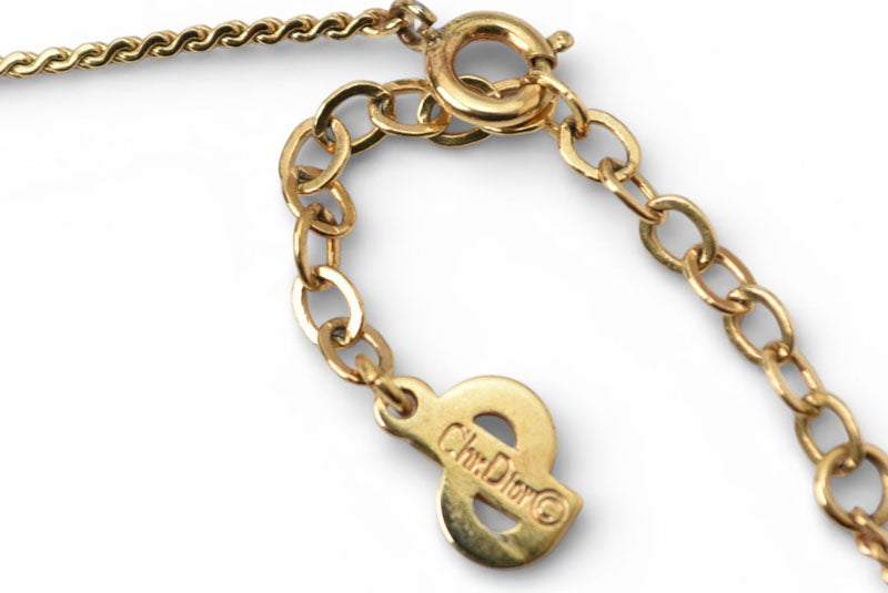 クリスチャンディオール ネックレス ヴィンテージ Christian Dior CDロゴ/ラインストーン ゴールド【中古】