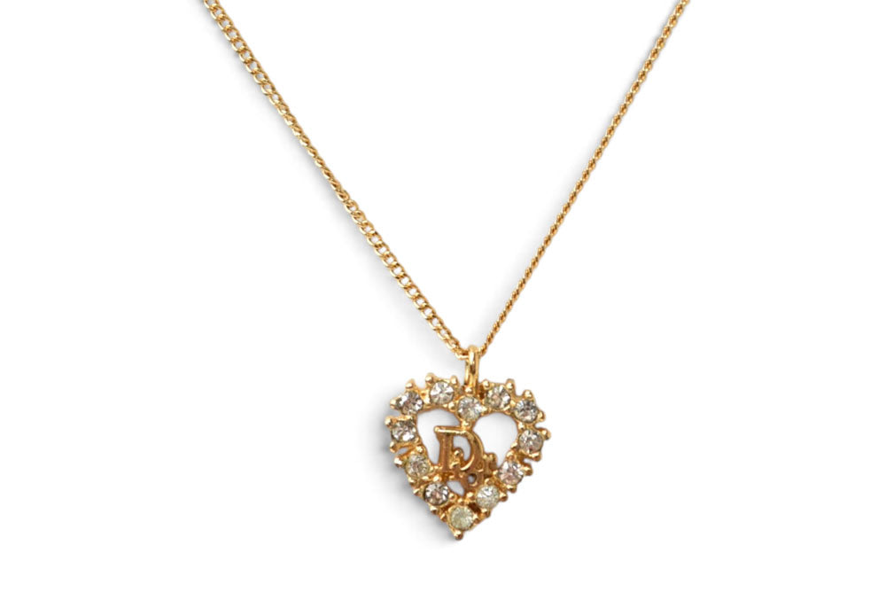 クリスチャンディオール ネックレス ヴィンテージ Christian Dior ロゴ/ハート ゴールド【中古】