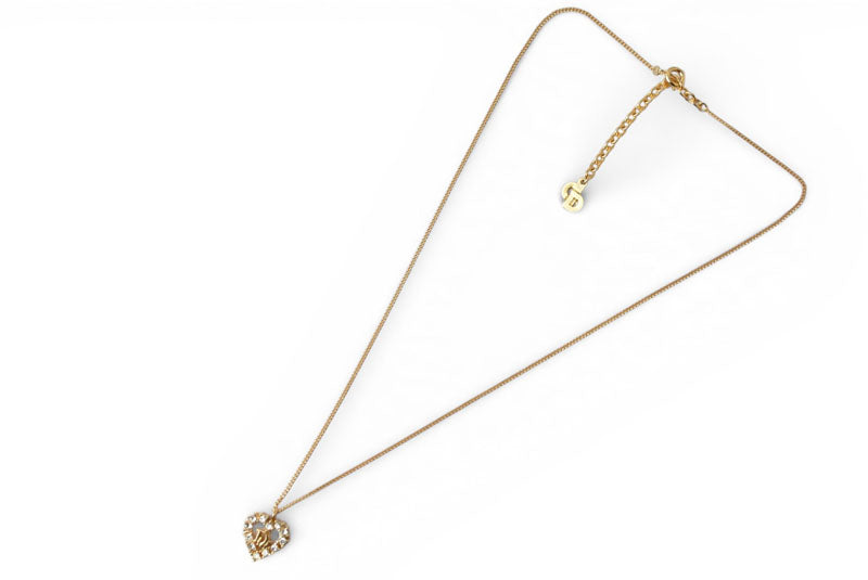 クリスチャンディオール ネックレス ヴィンテージ Christian Dior ロゴ/ハート ゴールド【中古】