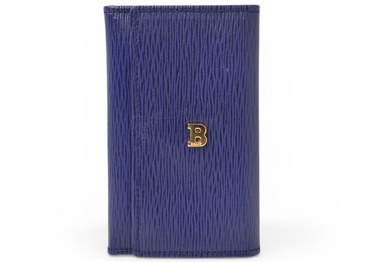 【中古】 バリー キーケース 4連 BALLY レザー ブルー 青 ネイビー系 シルバー金具 レディース メンズ ユニセックス 鍵 カギ ケース スリム コンパクト ブランド 希少 ギフト プレゼント