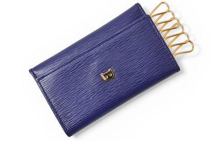 【中古】 バリー キーケース 4連 BALLY レザー ブルー 青 ネイビー系 シルバー金具 レディース メンズ ユニセックス 鍵 カギ ケース スリム コンパクト ブランド 希少 ギフト プレゼント