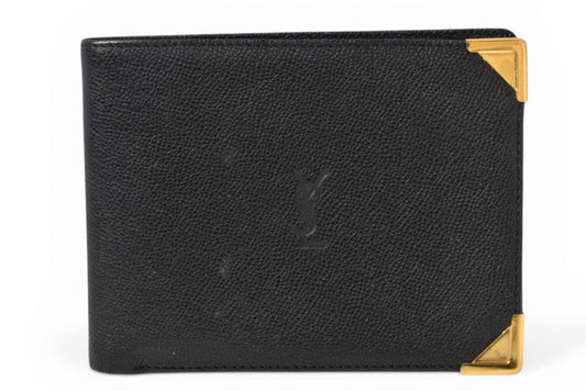 サンローランパリ 財布/折財布 SAINT LAURENT PARIS ヴィンテージ 二つ折財布 YSL ブラック【中古】