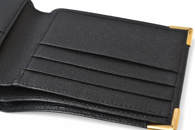 サンローランパリ 財布/折財布 SAINT LAURENT PARIS ヴィンテージ 二つ折財布 YSL ブラック【中古】