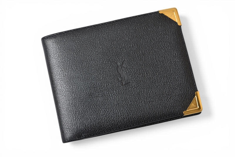 サンローランパリ 財布/折財布 SAINT LAURENT PARIS ヴィンテージ 二つ折財布 YSL ブラック【中古】