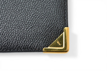 サンローランパリ 財布/折財布 SAINT LAURENT PARIS ヴィンテージ 二つ折財布 YSL ブラック【中古】