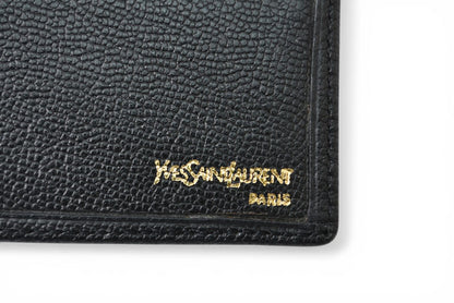 サンローランパリ 財布/折財布 SAINT LAURENT PARIS ヴィンテージ 二つ折財布 YSL ブラック【中古】