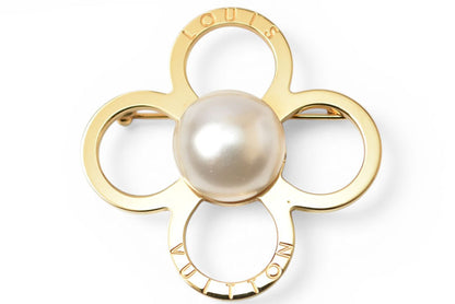 ルイヴィトン ピンブローチ LOUIS VUITTON ブローチ モノグラムフラワー ゴールド/パールモチーフ LOUIS VUITTON アクセサリー レディース ロゴ【中古】