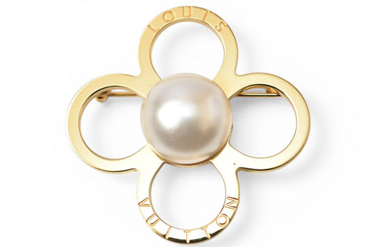 ルイヴィトン ピンブローチ LOUIS VUITTON ブローチ モノグラムフラワー ゴールド/パールモチーフ LOUIS VUITTON アクセサリー レディース ロゴ【中古】