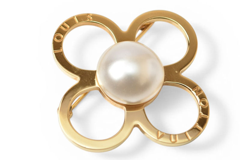 ルイヴィトン ピンブローチ LOUIS VUITTON ブローチ モノグラムフラワー ゴールド/パールモチーフ LOUIS VUITTON アクセサリー レディース ロゴ【中古】