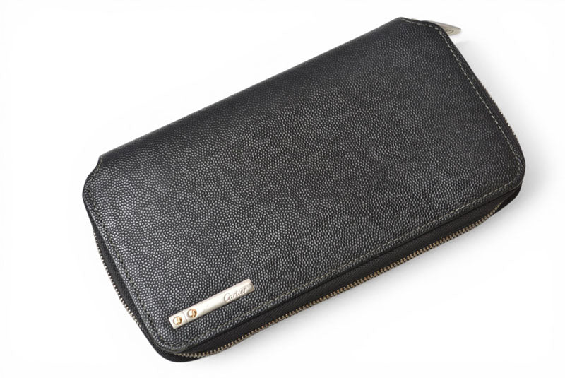 カルティエ 財布 メンズ Cartier 長財布 レザー サントス ブラック【中古】