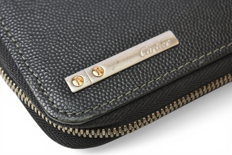 カルティエ 財布 メンズ Cartier 長財布 レザー サントス ブラック【中古】