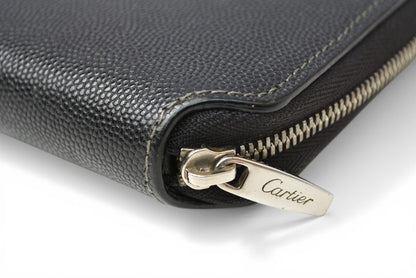 カルティエ 財布 メンズ Cartier 長財布 レザー サントス ブラック【中古】