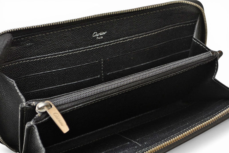 カルティエ 財布 メンズ Cartier 長財布 レザー サントス ブラック【中古】