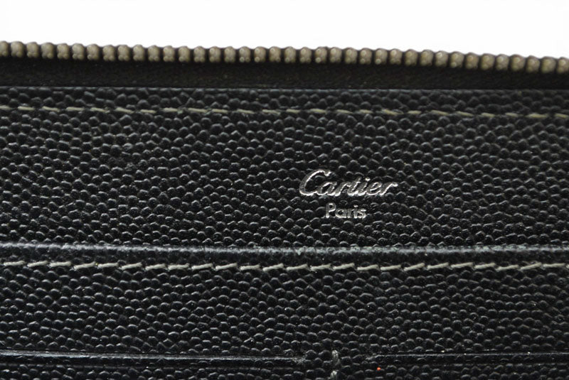 カルティエ 財布 メンズ Cartier 長財布 レザー サントス ブラック【中古】