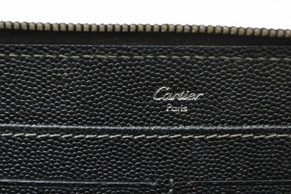 カルティエ 財布 メンズ Cartier 長財布 レザー サントス ブラック【中古】