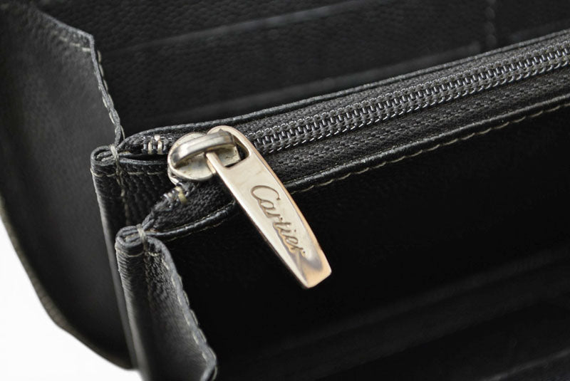 カルティエ 財布 メンズ Cartier 長財布 レザー サントス ブラック【中古】