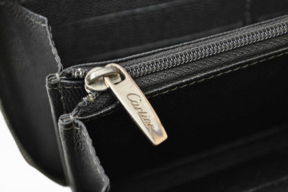 カルティエ 財布 メンズ Cartier 長財布 レザー サントス ブラック【中古】