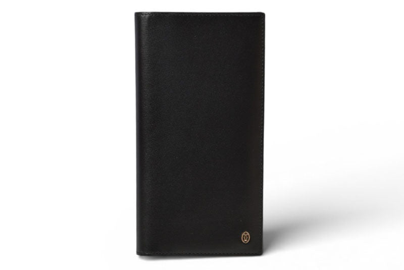 カルティエ 財布 メンズ Cartier 長財布 レザー パシャ ブラック/シルバー メンズ/レディース【中古】