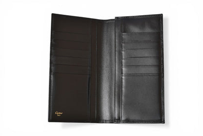 カルティエ 財布 メンズ Cartier 長財布 レザー パシャ ブラック/シルバー メンズ/レディース【中古】