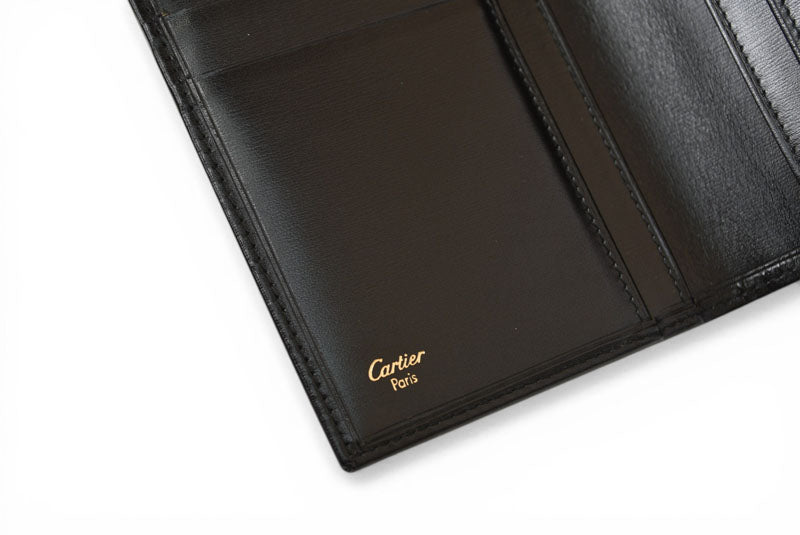 カルティエ 財布 メンズ Cartier 長財布 レザー パシャ ブラック/シルバー メンズ/レディース【中古】