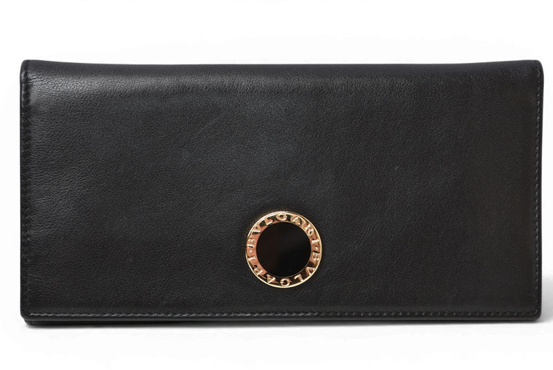 ブルガリ 財布 BVLGARI ブルガリ・ブルガリ レザー ブラック ゴールド金具 33625 【中古】