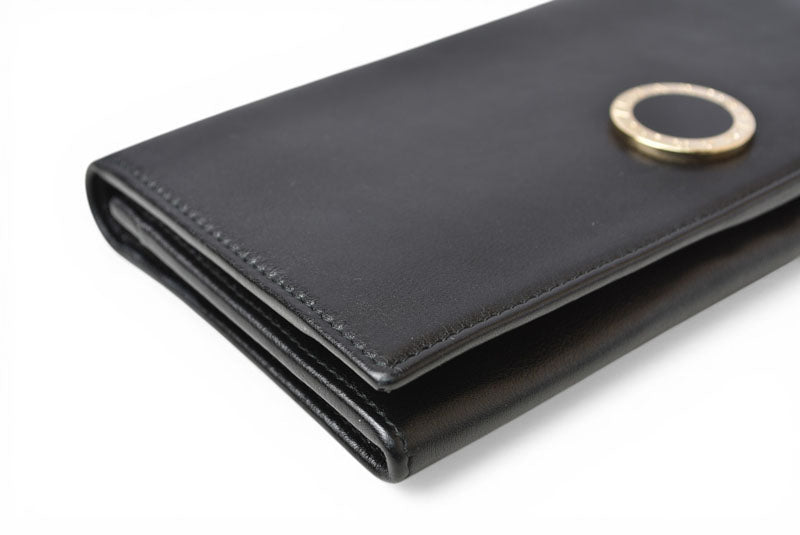 ブルガリ 財布 BVLGARI ブルガリ・ブルガリ レザー ブラック ゴールド金具 33625 【中古】