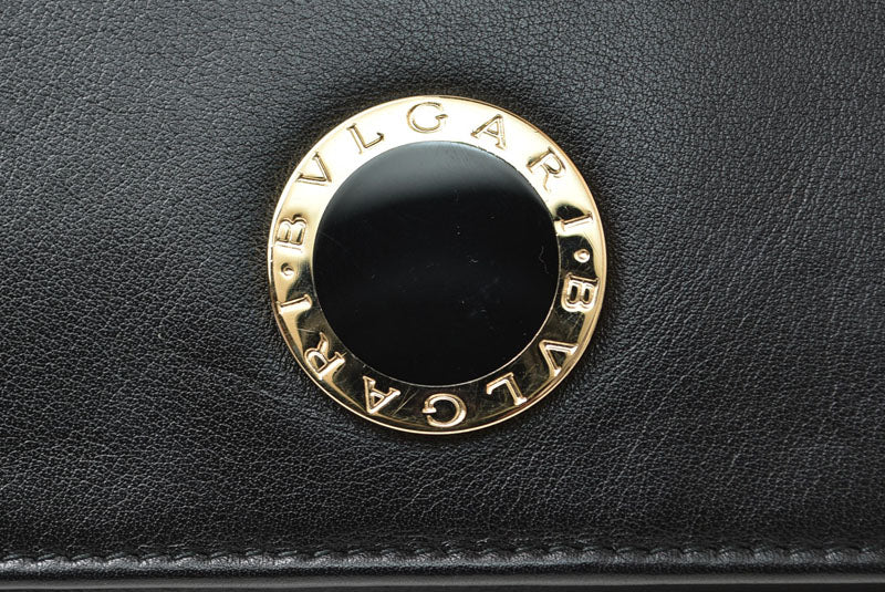 ブルガリ 財布 BVLGARI ブルガリ・ブルガリ レザー ブラック ゴールド金具 33625 【中古】