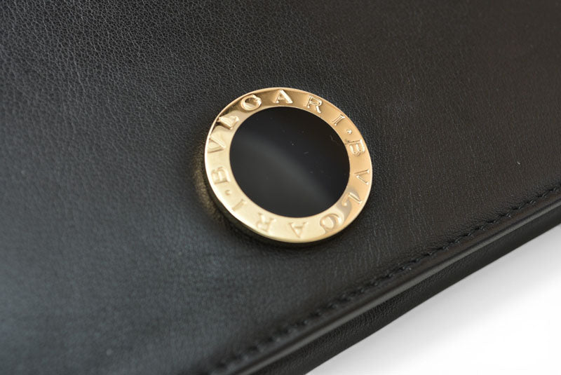 ブルガリ 財布 BVLGARI ブルガリ・ブルガリ レザー ブラック ゴールド金具 33625 【中古】