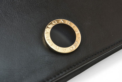 ブルガリ 財布 BVLGARI ブルガリ・ブルガリ レザー ブラック ゴールド金具 33625 【中古】