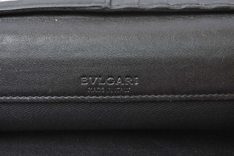 ブルガリ 財布 BVLGARI ブルガリ・ブルガリ レザー ブラック ゴールド金具 33625 【中古】