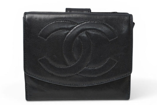 シャネル 財布/二つ折 CHANEL 折財布 ココマーク ブラック【中古】