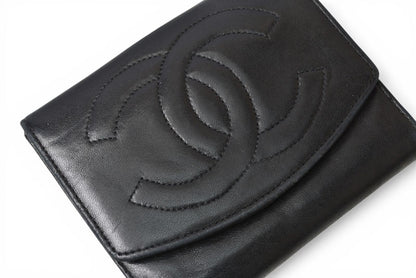 シャネル 財布/二つ折 CHANEL 折財布 ココマーク ブラック【中古】