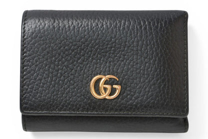グッチ ミニ財布/三つ折り GUCCI 折財布 474746 PETITE MARMONT/プチマーモント ブラック【中古】