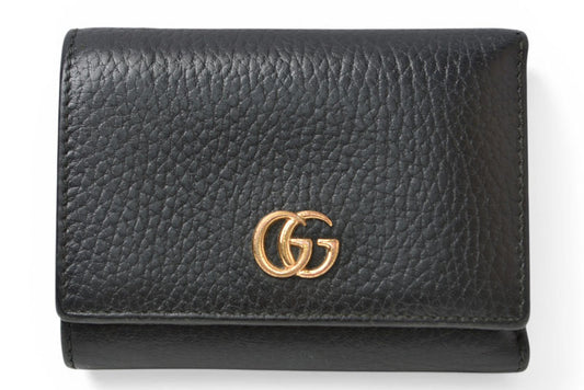 グッチ ミニ財布/三つ折り GUCCI 折財布 474746 PETITE MARMONT/プチマーモント ブラック【中古】