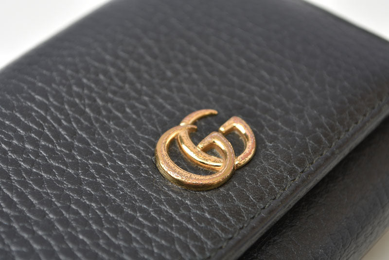 グッチ ミニ財布/三つ折り GUCCI 折財布 474746 PETITE MARMONT/プチマーモント ブラック【中古】