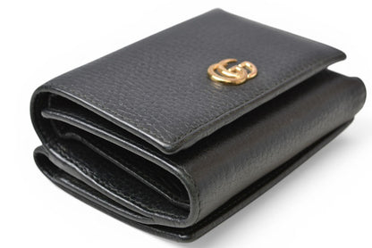グッチ ミニ財布/三つ折り GUCCI 折財布 474746 PETITE MARMONT/プチマーモント ブラック【中古】