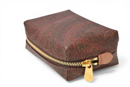 エトロ コスメポーチ/小物入れ ETRO ヴィンテージ ペイズリー ブラウン【中古】