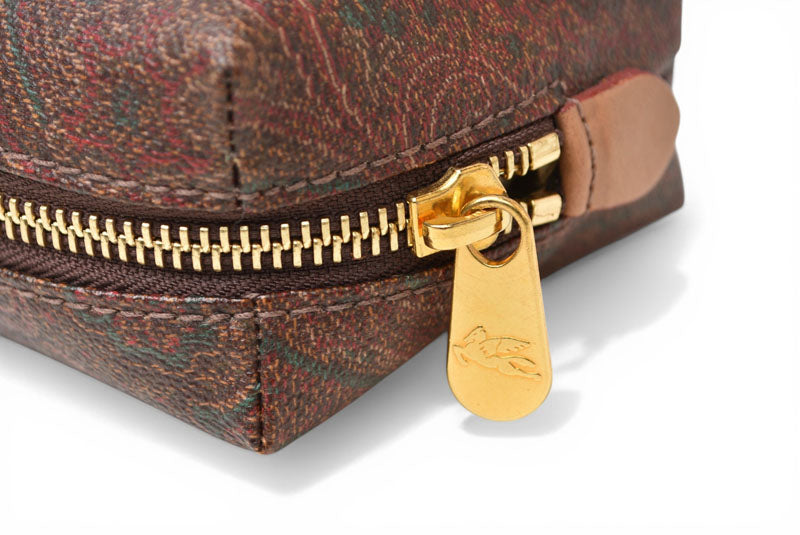 エトロ コスメポーチ/小物入れ ETRO ヴィンテージ ペイズリー ブラウン【中古】