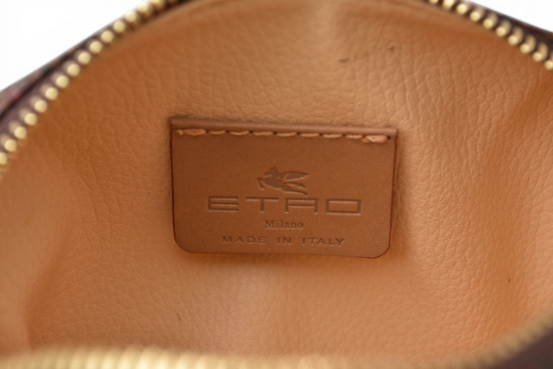 エトロ コスメポーチ/小物入れ ETRO ヴィンテージ ペイズリー ブラウン【中古】