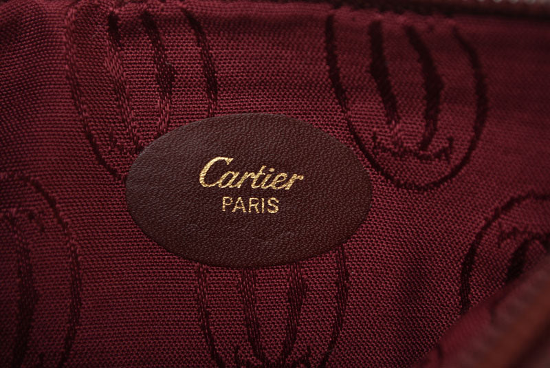 カルティエ コインケース/カードケース/ポーチ ヴィンテージ Cartier マスト ドゥ カルティエ ボルドー チェーン付【中古】