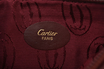 カルティエ コインケース/カードケース/ポーチ ヴィンテージ Cartier マスト ドゥ カルティエ ボルドー チェーン付【中古】