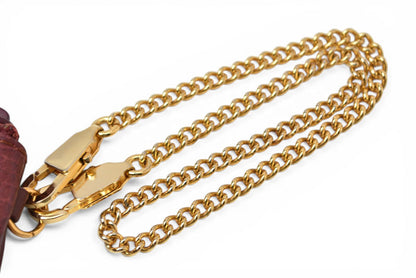 カルティエ コインケース/カードケース/ポーチ ヴィンテージ Cartier マスト ドゥ カルティエ ボルドー チェーン付【中古】
