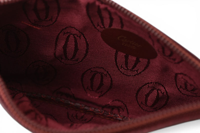 カルティエ コインケース/カードケース/ポーチ ヴィンテージ Cartier マスト ドゥ カルティエ ボルドー チェーン付【中古】