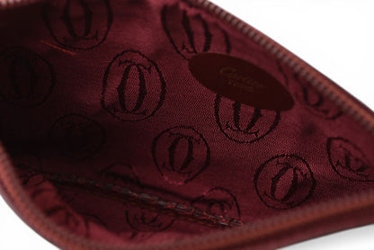 カルティエ コインケース/カードケース/ポーチ ヴィンテージ Cartier マスト ドゥ カルティエ ボルドー チェーン付【中古】