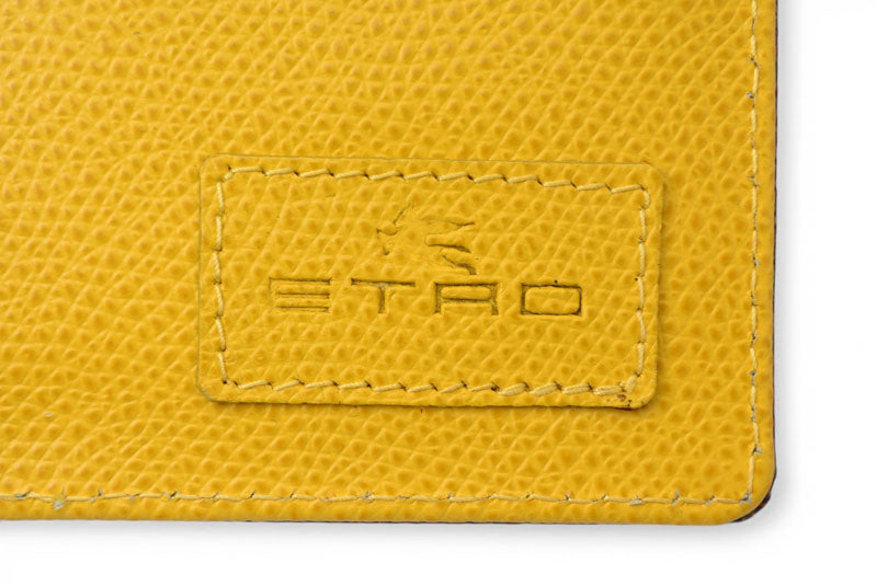 エトロ システム手帳 カバー 純正ボールペン付 ETRO ペイズリー柄 ブラウン イエロー 黄色 6穴式 アジェンダ レザー PVC ヴィンテージ 希少 レア 【中古】